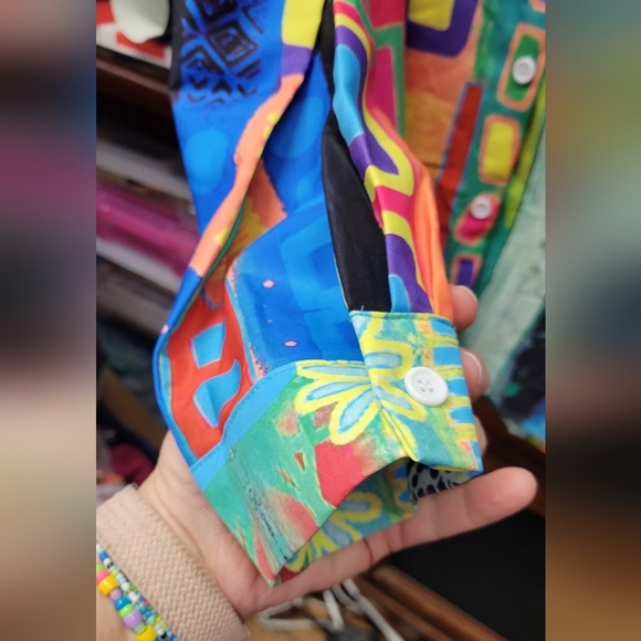 Abstract Button-Up Long Sleeve Shirt XXL - Picture 2 of 4